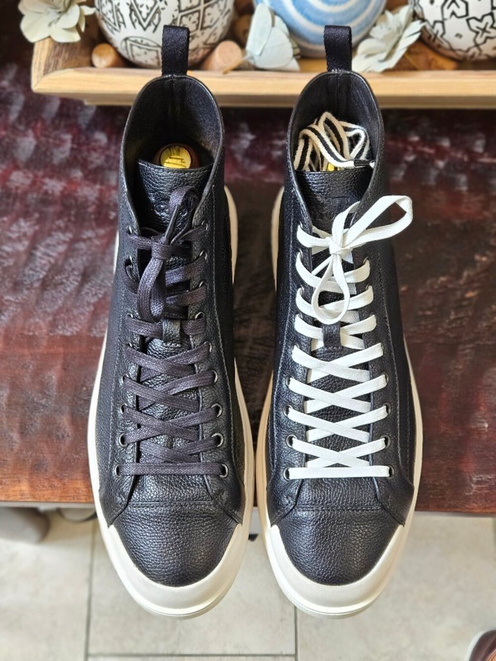 Coach Men's Full-Grain Leather Hi Top Sneakers, Black, Sz 13 (w/extra laces) - Picture 15 of 15